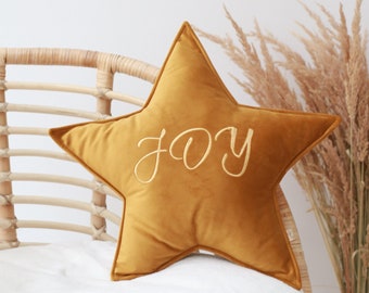 velvet star pillow MUSTARD, star cushion, pillow to kidsroom, decorative pillow | custom personalization