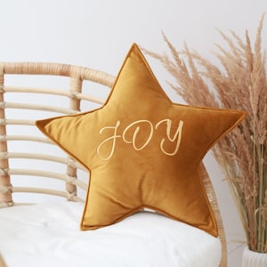 velvet star pillow MUSTARD, star cushion, pillow to kidsroom, decorative pillow | custom personalization