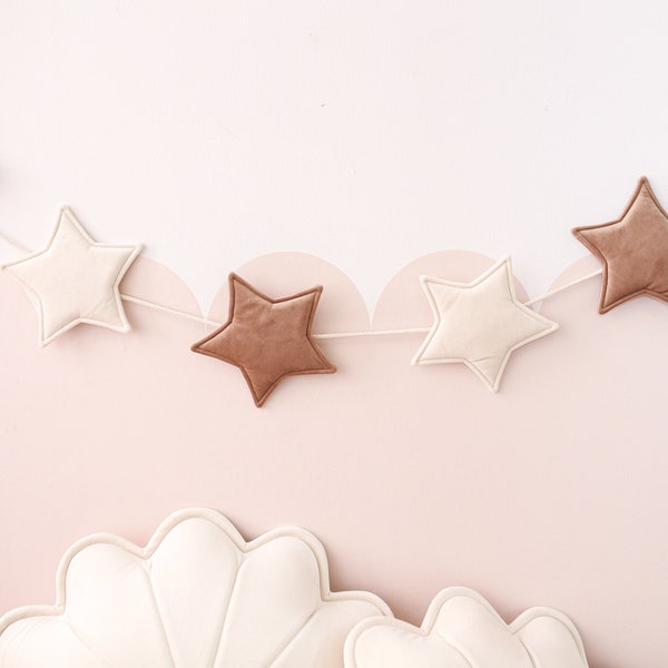 velvet star bunting, velvet star garland, kids wall decoration, star garland, kids room flags, children room decoration