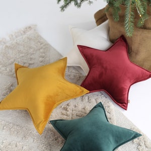 velvet star pillow CHRISTMAS EDITION, star cushion, pillow to kidsroom, decorative pillow
