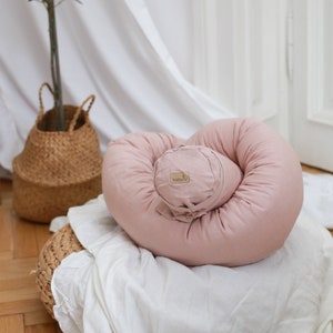 linen COVER for snake pillow, snake cover pillow, cover for round ended bolster POWDER PINK image 1