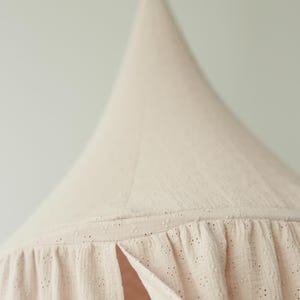 baldachin, canopy embroidered, cotton baldachin beige