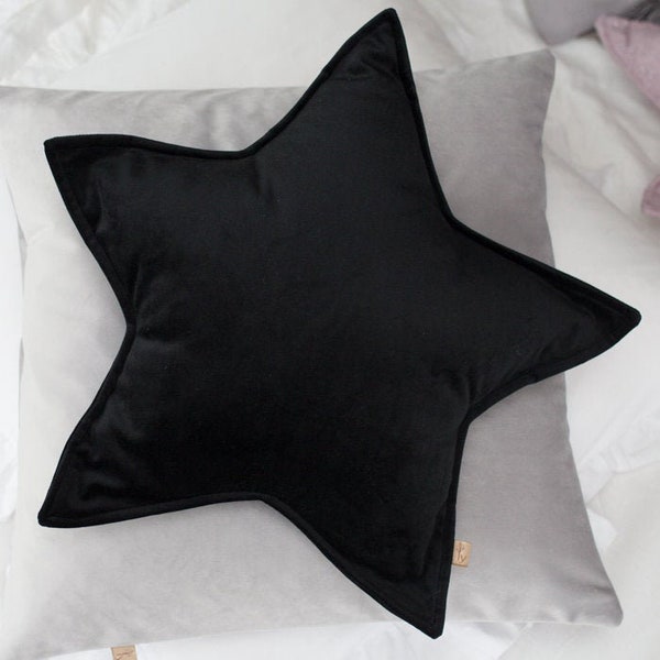 coussin étoile en velours NOIR| oreiller personnalisé pour chambre d'enfant, coussin étoile