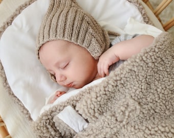 Baby sleeper - Teddy - CREAM/  TAUPE   baby sleeping bag/ stroller sleeping bag/ - boucle baby essential, insted baby bedding