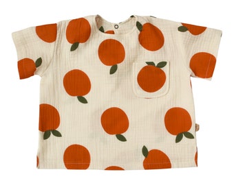 Musselin-Sommerkleidung für Kinder - T-Shirt für Babys und Kinder - Scandi Orange | Jungenkleidung, Mädchenkleidung, Jungen-T-Shirt, Unisex-Kinderkleidung