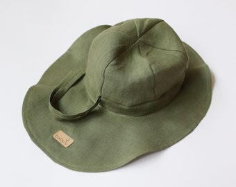 Chapeau de soleil pour bébé, tout-petit en lin - Lin - 6 couleurs (taille roulée)/ chapeau d'été, bob