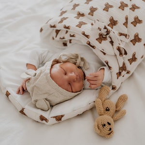 Muslin baby sleeper - Teddy Bears, baby sleeping bag/ stroller sleeping bag/ baby wrap/  - muslin baby essential, insted baby bedding