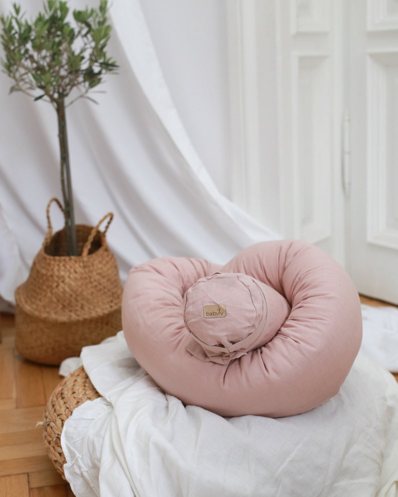 linen COVER for snake pillow, snake cover pillow, cover for round ended bolster POWDER PINK image 1