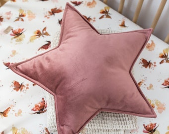 oreiller étoile rose sale, coussin étoile, oreiller rose pour chambre de filles