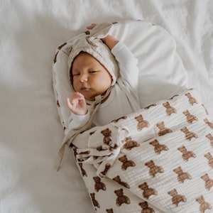 Saco de dormir de muselina para bebé - Ositos de peluche, saco de dormir para bebé / saco de dormir para cochecito / portabebés
