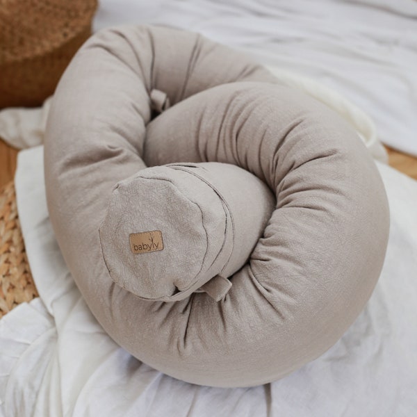 Linen - BEIGE-  Cover to bolster pillow, roller pillow cover -snake pillow- Custom Size cover, Throw Pillow, decorative pillow