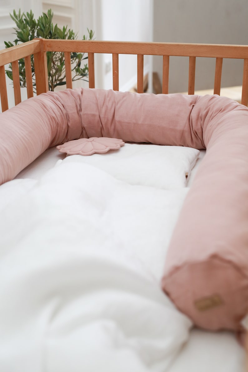 linen COVER for snake pillow, snake cover pillow, cover for round ended bolster POWDER PINK image 2