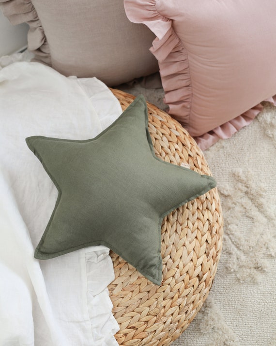 Pelliccia finta cuscino stella beige, cuscino vivaio decorativo