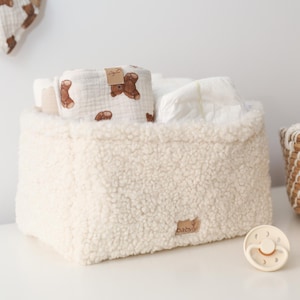boucle organizer, box, baby storage- minimalist canvas basket, mini fabric basket, storage organizer, diaper organizer
