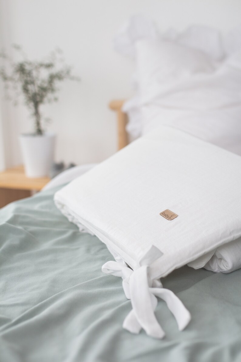 Linen Crib Bumper Baby Bumper White Cot Bumper Baby Bed Etsy