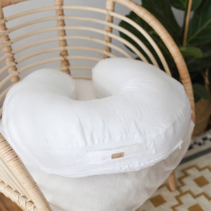 Linen Nursing Pillow – U-Shaped Breastfeeding Support  Neutral Baby Shower Gift Natural Pillow for Mom & Baby
