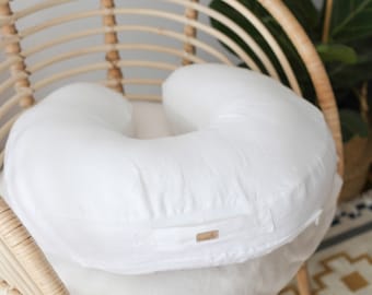 linen nursing pillow- for mother and baby - WHITE- brestfeeding pillow