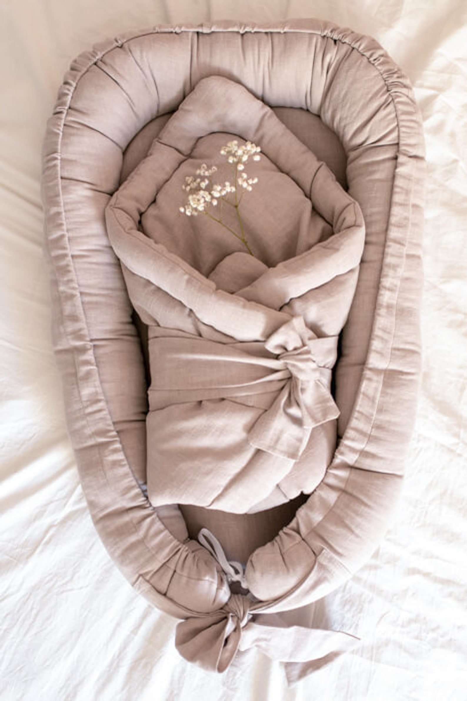 Baby Wrap Baby Swaddle Linen Swaddle Cozy Nest Beige Wrap Etsy