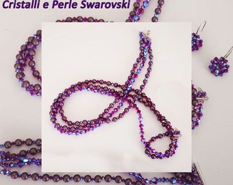 3 Strand Necklace with Swarovski Crystals and Pearls Handmade in Italy Exclusive Perfect Gift for Anniversary Sparkling and Unique