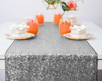 Silver Sequin Table Runner, Wedding table runner, Party table cloth,tablerunner,silver party decor,sequin table runner,sparkle silver runner