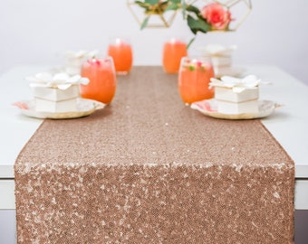 Rose Gold Sequin Table Runner, Wedding table runner, Party table cloth, tablerunner, rose gold party decor, sequin table runner, sparkle