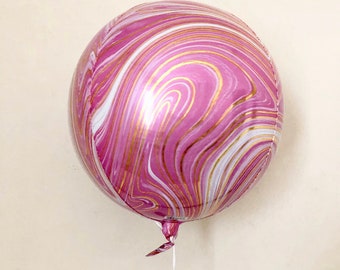 Pink Gold Marble Orb Foil Sphere Balloon, Pink Gold Balloon, Metallic Balloon, Unique Balloon, Rose Gold Shere Balloon, large Orbz Balloon