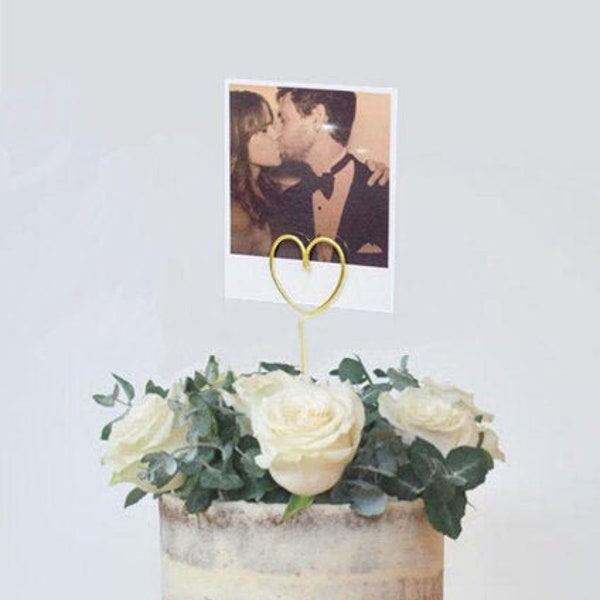 Fil coeur photo Cake Topper, Polaroid Picture Cake Topper, photo Cake Topper, photo holder cake topper, poloroid holder Cake Topper, unique