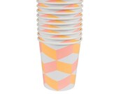 Cubic Mix N Match pink orange Neon Paper Cups, Summer Party Cups, Unicorn Party Paper Cups, Party Cups, Fiesta Paper Cups, Disposible Cups