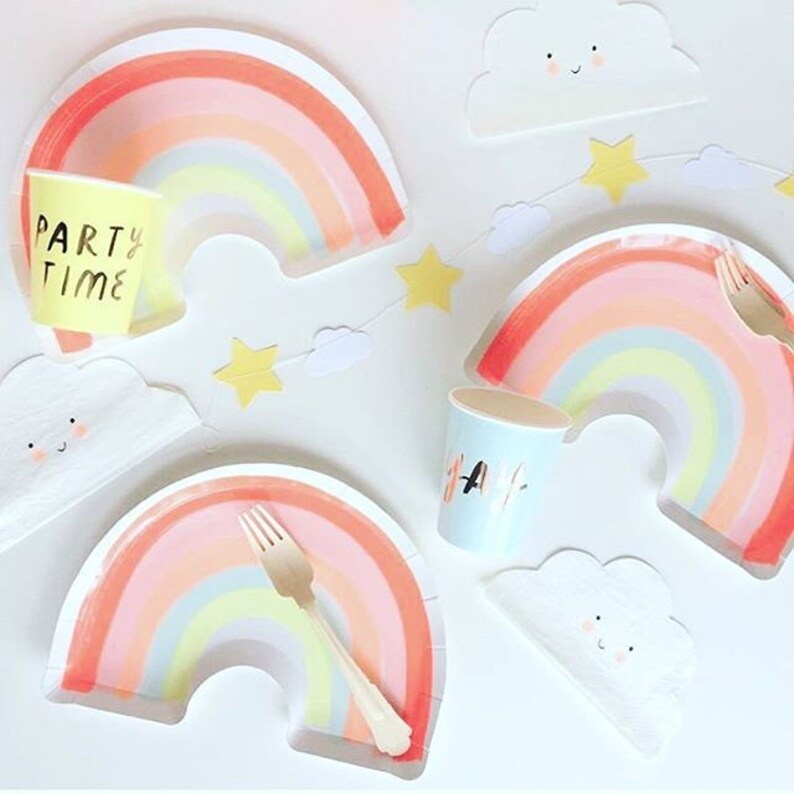 Rainbow Party Plates Meri Meri Rainbow Shaped Plates Rainbow Etsy