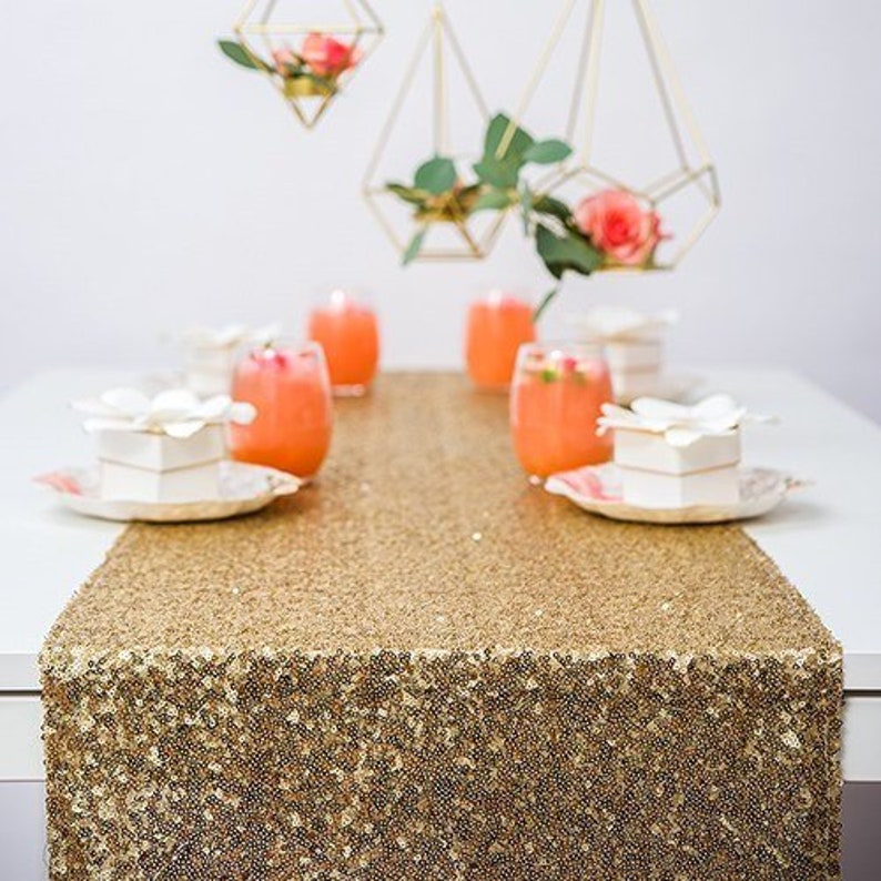 Gold Sequin Table Runner Wedding Table Runner Party Table Etsy