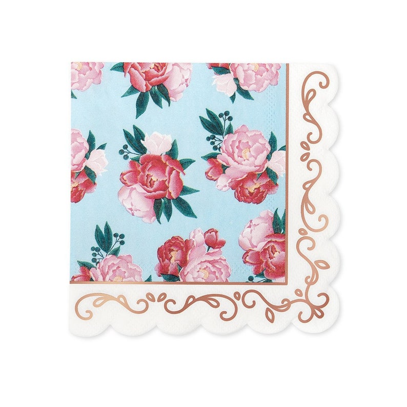 Garden Tea Party Paper Napkins, Rose Gold Floral party Napkins, Garden party paper napkins, Tea Party, Flower Party, Liberty Napkins image 1