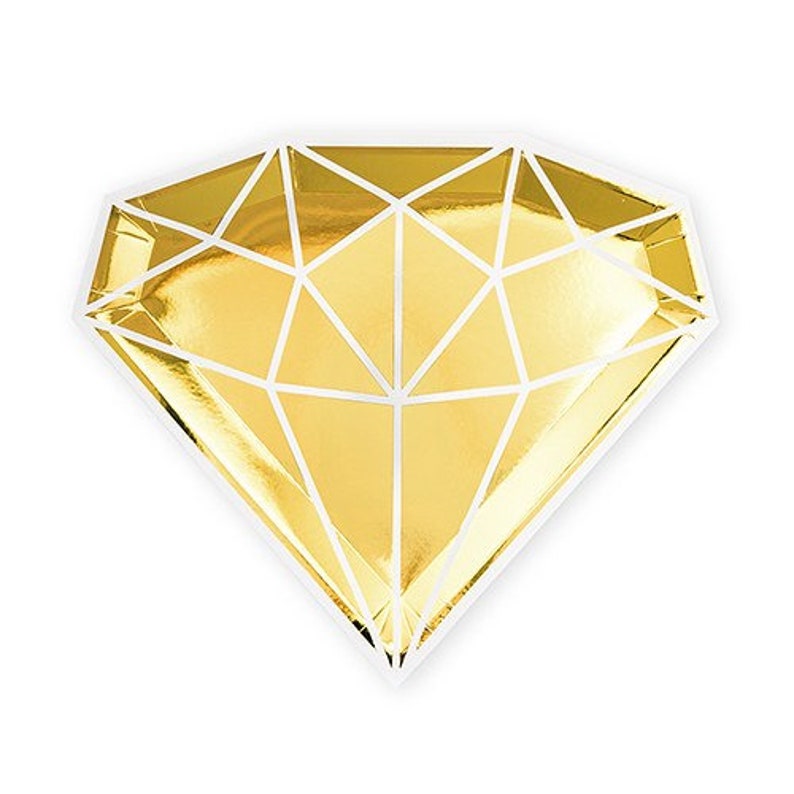Large Gold Diamond Paper Plates Diamond Plates Gold Plates Etsy