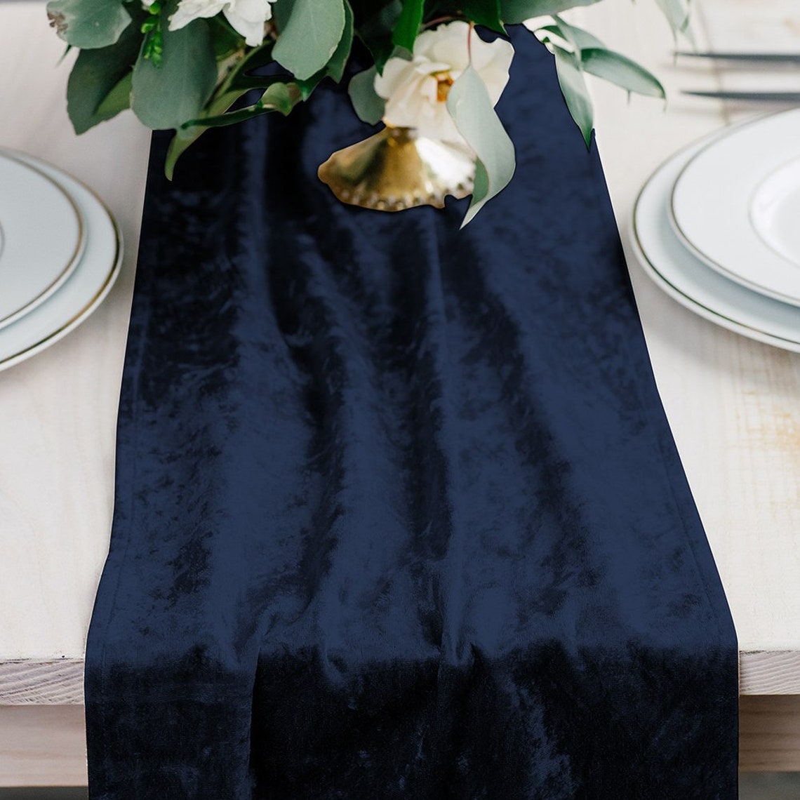 Navy Blue Velvet Table Runner Wedding Table Runner Party Etsy