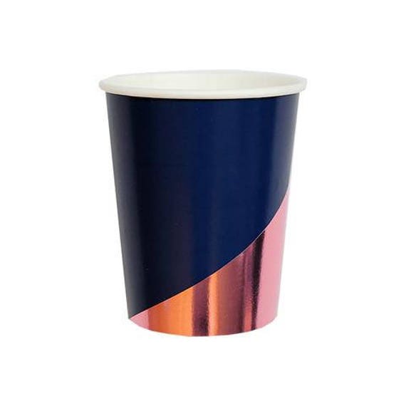 Navy And Rose Gold Foil Cups Modern Party Cups Party Cups Etsy
