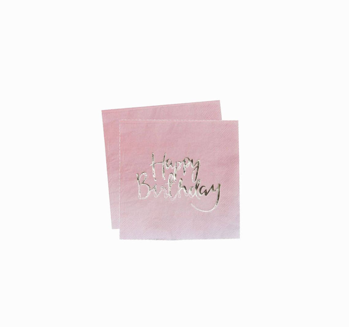 Happy Birthday Party Napkins Blush Paper Napkins Gold Party Etsy