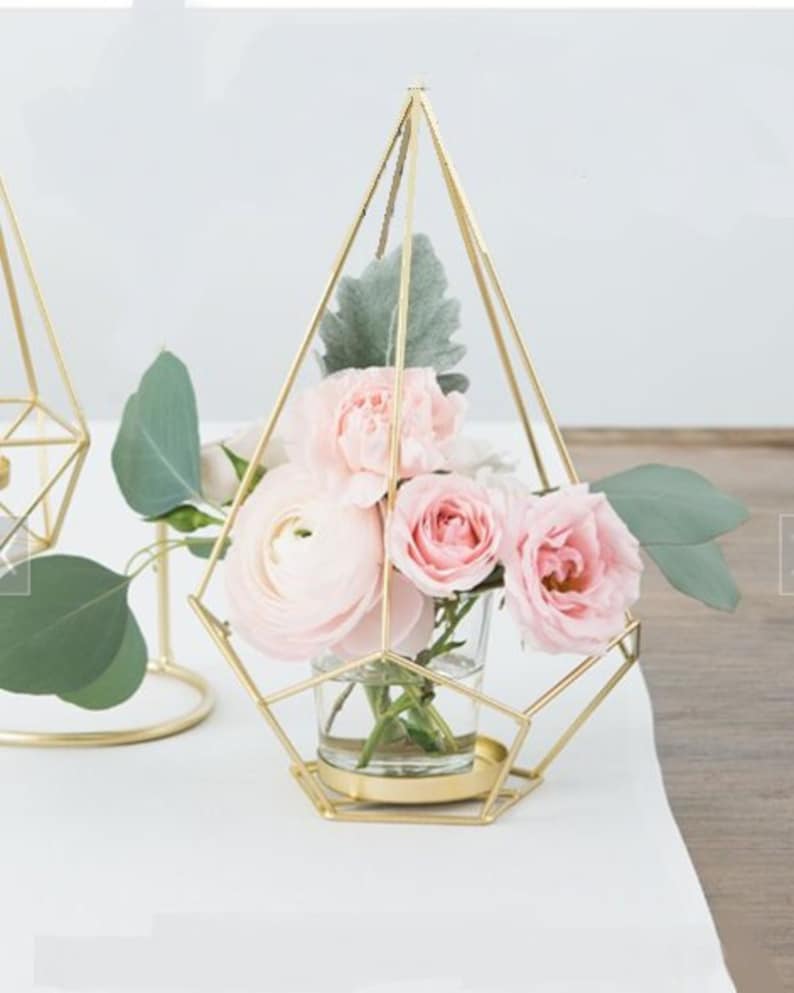 20 Tall Geo Candle Or Floral Centerpiece,Gold Metal Geometric centerpiece,Geo candle holder,Geo centerpiece, image 1