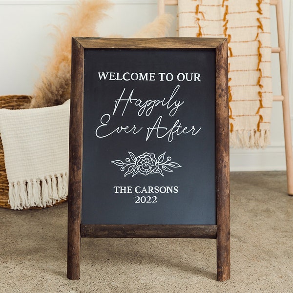 Rustic Chalkboard Wedding Sign, Blackboard wedding sign, Chalkboard welcome sign,DIY Welcome sign,black board sign, wooden wedding DIY decor