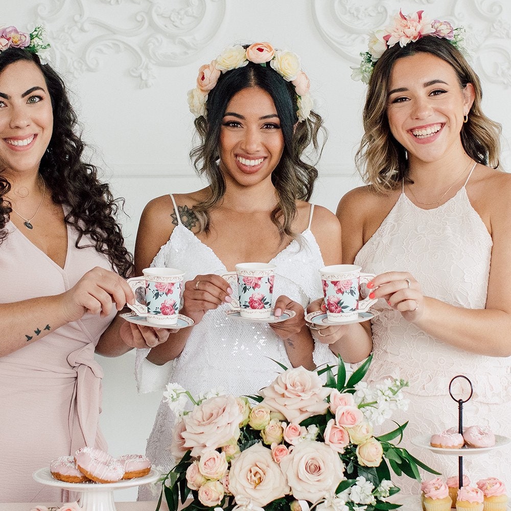 Paper Tea Cup and Saucer Garden Tea Party Paper Cups Tea Etsy