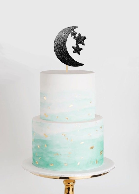 Moon And Stars Cake Topper Moon Cake Topper Stars Cake Etsy