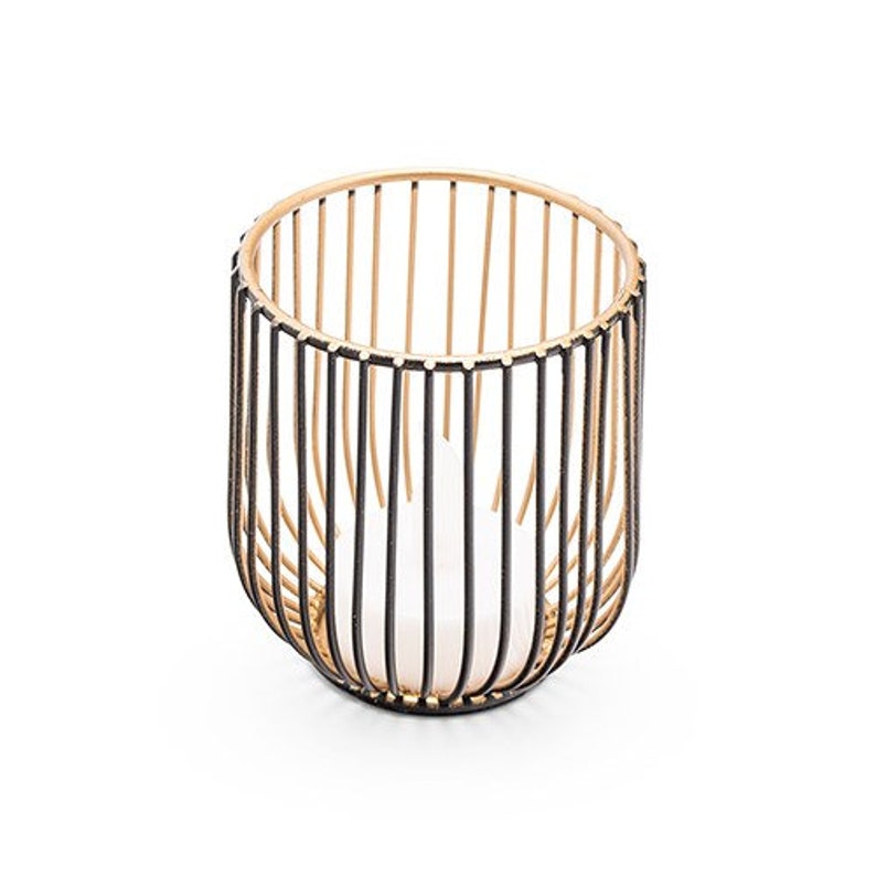 2 Small Black & Gold Candle Holder Centerpiece Black Candle Etsy