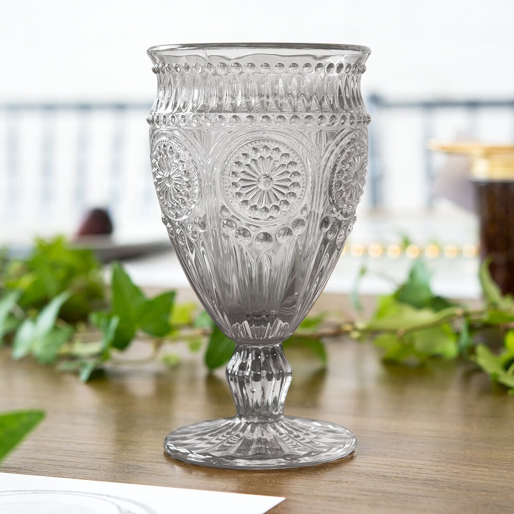 6 Pieces Pack 50ml Vintage Embossed Goblet Pressed Cheap Wholesale