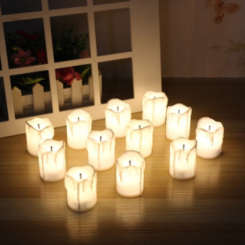 12 LED Flameless Votive Candles Realistic Warm White Led Etsy Canada