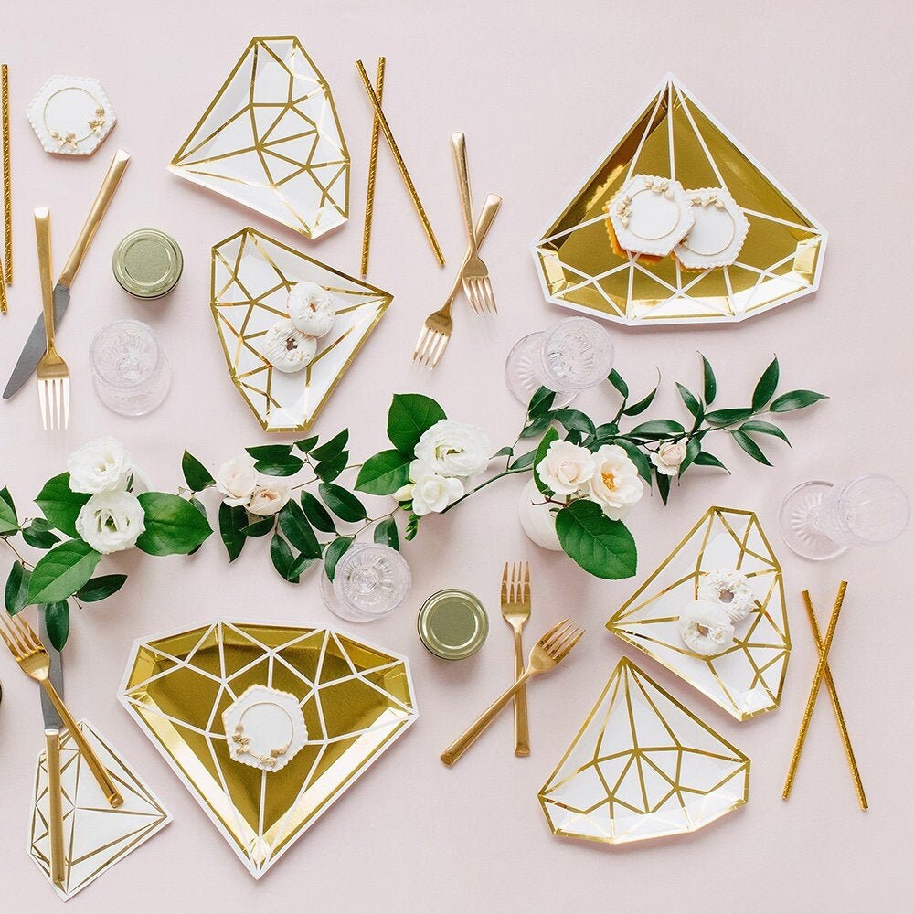 small gold paper plates