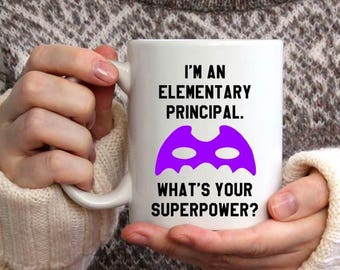 Elementary Principal Mug Purple, Elementary Principal Gift, Appreciation Gift, What's Your Superpower Mug, Principal Coffee Mug Superhero