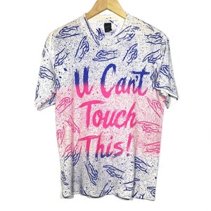 Rare!! Hot Sale!! vintage 90s MC Hammer Short Sleeve Tshirt / u can&#39;t touch this / American Hip Hop Artist Fullprint tshirt saiz Large