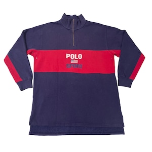 Free Shipping !! vintage Polo Sport sweatshirt Polo Ralph Lauren Sweatshirt polo RL half zipper rare design Activewear Streetswear