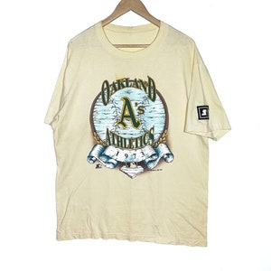 ¡Oferta! Camiseta vintage de los A&#39;s Oakland Athletics de los años 90. Camiseta de la liga de béisbol. Camiseta vintage de titular. Talla extragrande. Muy usada.