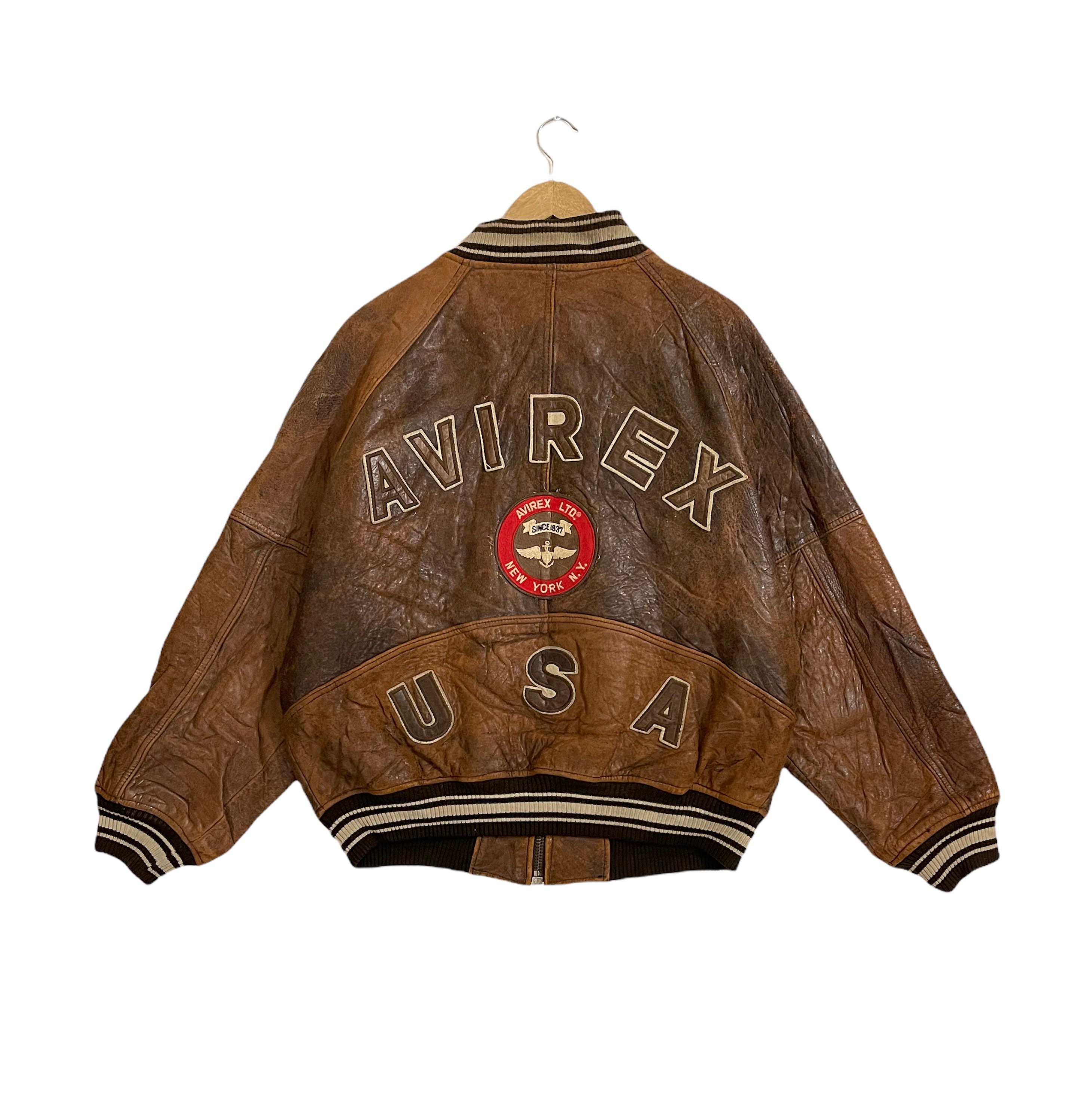 Rare Vintage Avirex Usa Leather Jacket Army Jacket Avirex | sites.unimi.it