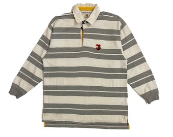 Heißer Verkauf Vintage Tommy Hilfiger Poloshirt Langarm-Polo-Streifenshirt Activewear Streetwear