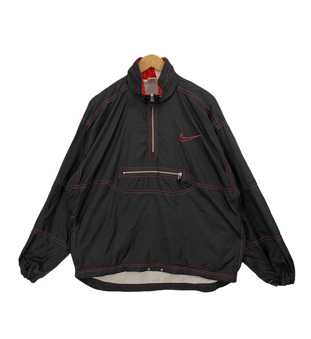 ジャケット・アウター NIKE 00s nylon pullover jacket Bordeaux Vintage 90's 2000's Nike Zip Up Jacket Windbreaker Crimson